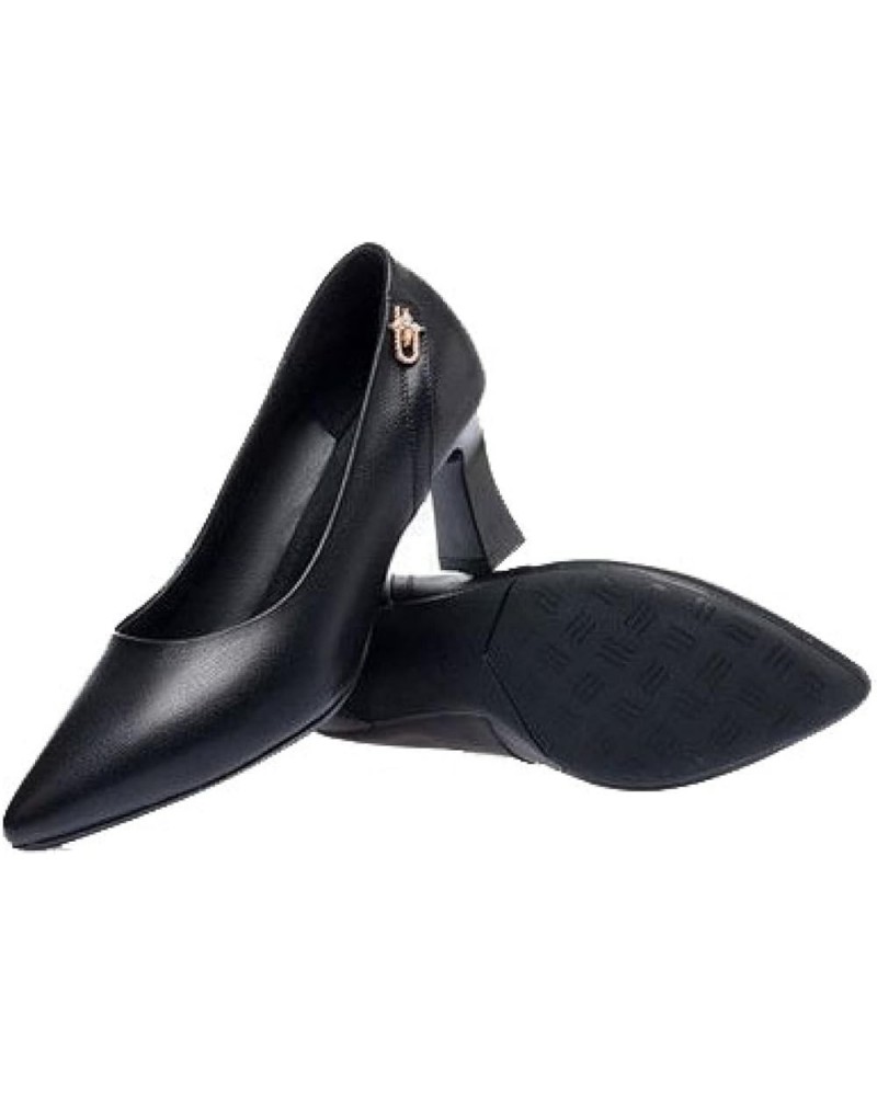 Classic Pointed Toe Slip-on Formal Pump for Womens Comfort Faux Leather High Chunky Heeled Anti Slip Work Office Pumps Black ...