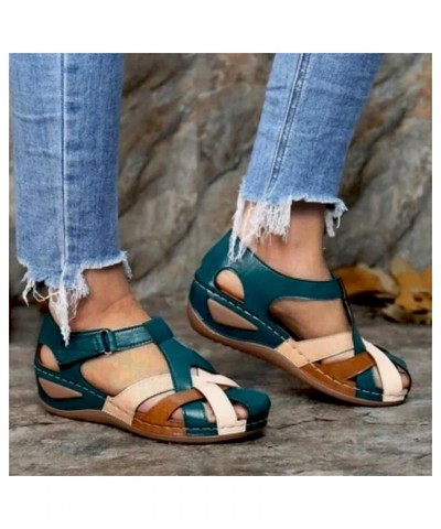 Women's Sandals High Wedge Heel Platform Hook and Loop Sandal Ladies Faux Leather Walking Sandals Summer Comfortable Non-Slip...