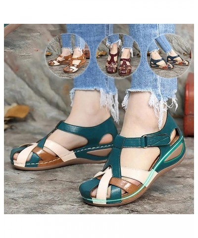 Women's Sandals High Wedge Heel Platform Hook and Loop Sandal Ladies Faux Leather Walking Sandals Summer Comfortable Non-Slip...