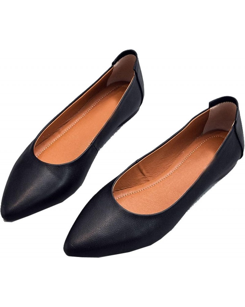 Women's Concise Flats Soft Faux Leather Slip-On Walking Shoes Comfortable Closed Toe Outdoor Autumn Shoes Black $25.01 Loafer...