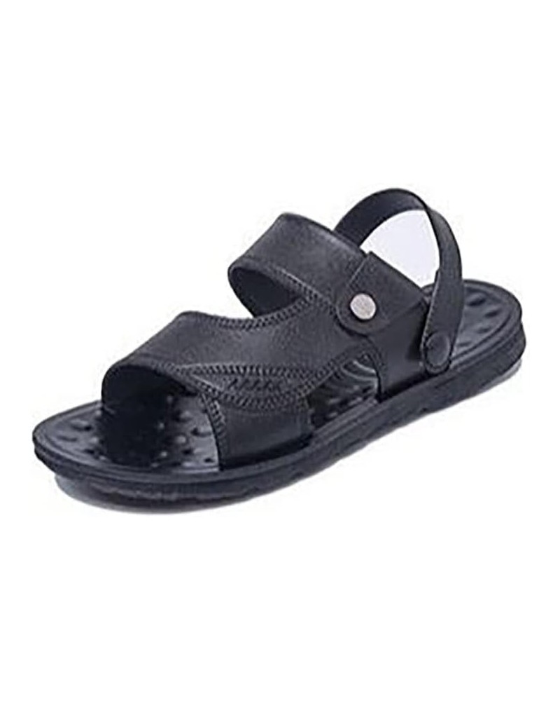 Men's Fisherman Sandal Soft Thick Sole Strappy Wear-resisting Flats for Indoor and Outdoor Slides 40 Black $10.14 Sandals