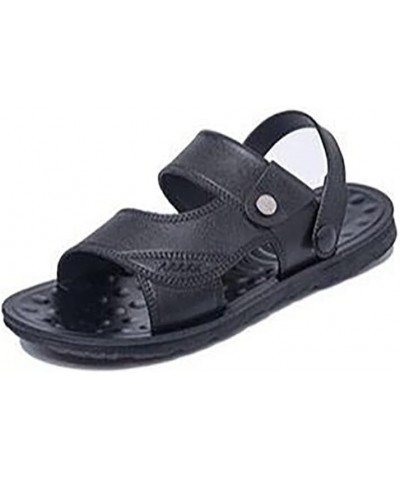 Men's Fisherman Sandal Soft Thick Sole Strappy Wear-resisting Flats for Indoor and Outdoor Slides 40 Black $10.14 Sandals