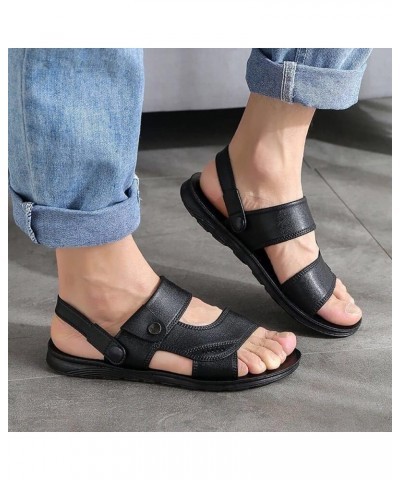 Men's Fisherman Sandal Soft Thick Sole Strappy Wear-resisting Flats for Indoor and Outdoor Slides 40 Black $10.14 Sandals