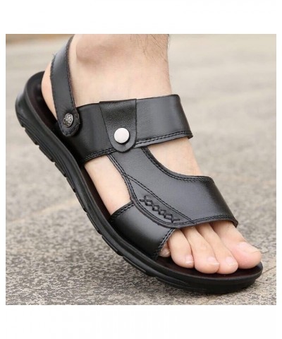 Men's Fisherman Sandal Soft Thick Sole Strappy Wear-resisting Flats for Indoor and Outdoor Slides 40 Black $10.14 Sandals