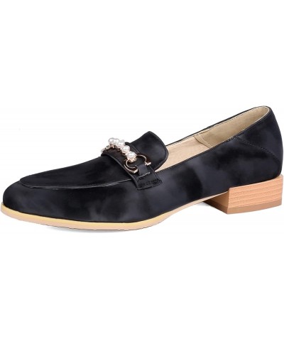 Women Pumps Slip-on Loafers with Low Block Heel Black-1 $27.55 Pumps