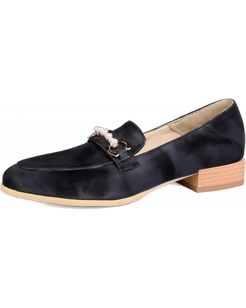 Women Pumps Slip-on Loafers with Low Block Heel Black-1 $27.55 Pumps