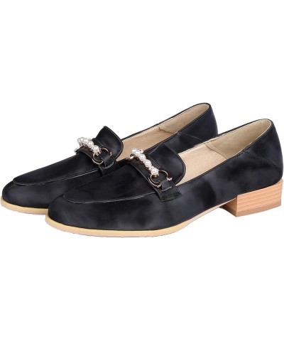 Women Pumps Slip-on Loafers with Low Block Heel Black-1 $27.55 Pumps