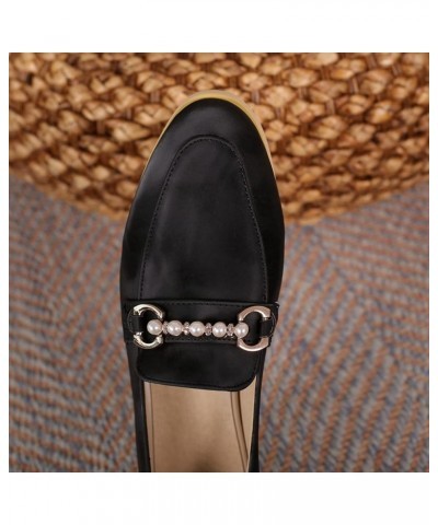 Women Pumps Slip-on Loafers with Low Block Heel Black-1 $27.55 Pumps