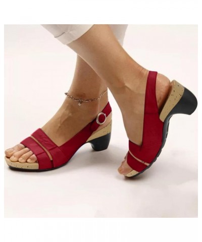 Shoes For Women Sandals Heels Open Dress Slide Dressy Low Heel Black Open Toe Summer Party Dress Wedding Sexy Shoes Red $11.2...