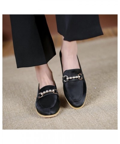 Women Pumps Slip-on Loafers with Low Block Heel Black-1 $27.55 Pumps