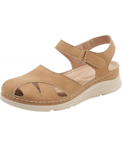 Women's Athletic Outdoor Sandals Walking Chunky Block Heels Slingback Heels Vacation Sole Brown $20.87 Sandals