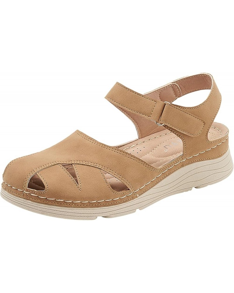 Women's Athletic Outdoor Sandals Walking Chunky Block Heels Slingback Heels Vacation Sole Brown $20.87 Sandals