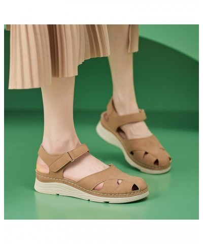 Women's Athletic Outdoor Sandals Walking Chunky Block Heels Slingback Heels Vacation Sole Brown $20.87 Sandals