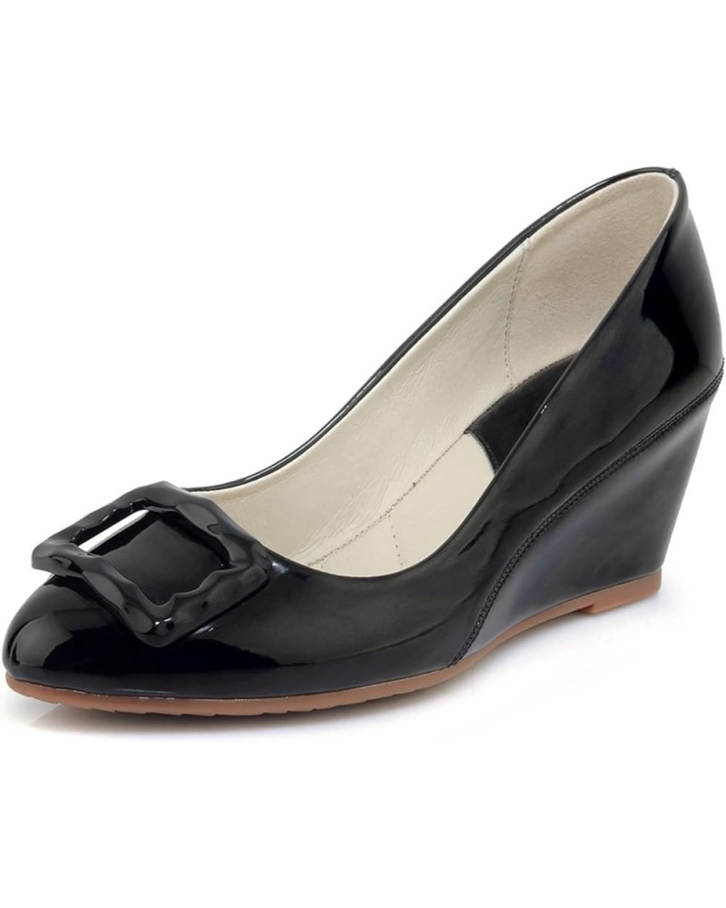 Women Pointed Toe Elegant Wedge Heel Bow Pumps Black 1 $34.79 Pumps