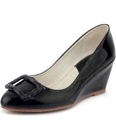 Women Pointed Toe Elegant Wedge Heel Bow Pumps Black 1 $34.79 Pumps