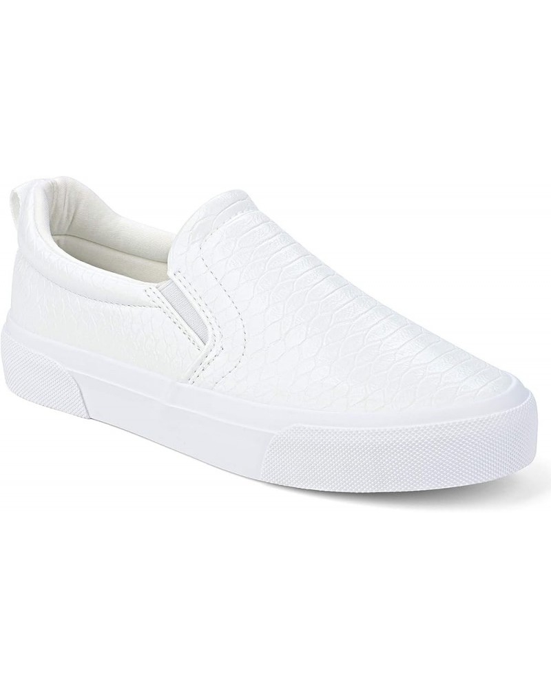 Womens Slip On Sneakers Perforated/Quilted Casual Shoes Fashion Walking Flats White Stone $15.82 Loafers & Slip-Ons