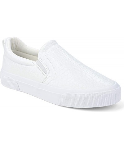 Womens Slip On Sneakers Perforated/Quilted Casual Shoes Fashion Walking Flats White Stone $15.82 Loafers & Slip-Ons