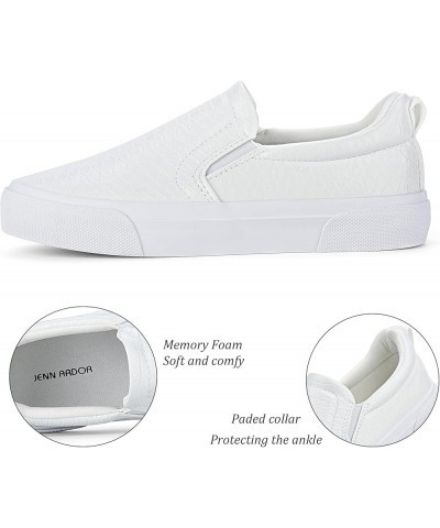 Womens Slip On Sneakers Perforated/Quilted Casual Shoes Fashion Walking Flats White Stone $15.82 Loafers & Slip-Ons