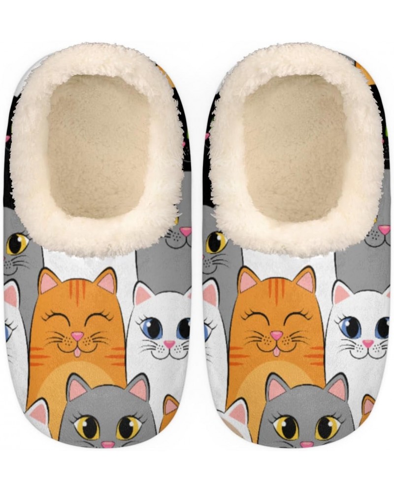 Funny Cats Women's Slippers Colorful Cats Indoor Slippers Socks Cozy Warm Soft House Slippers Non-Slip Bedroom Fuzzy Plush Li...