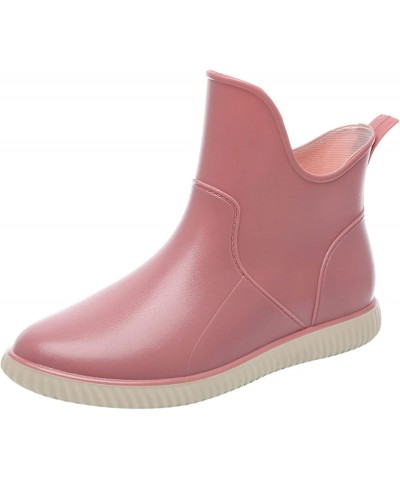 Short Rain Boots for Women Black, Women's Short Rain Boots Waterproof Slip On Ankle Chelsea Booties Pink $18.54 Outdoor Shoes