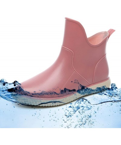 Short Rain Boots for Women Black, Women's Short Rain Boots Waterproof Slip On Ankle Chelsea Booties Pink $18.54 Outdoor Shoes