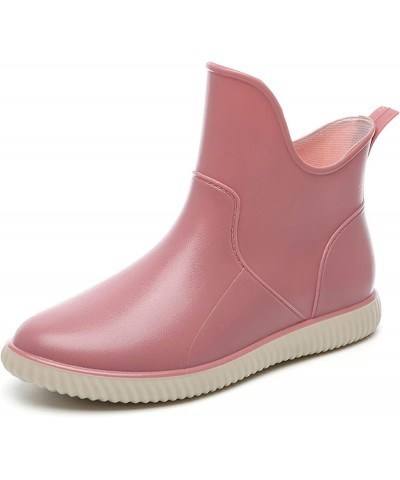 Short Rain Boots for Women Black, Women's Short Rain Boots Waterproof Slip On Ankle Chelsea Booties Pink $18.54 Outdoor Shoes