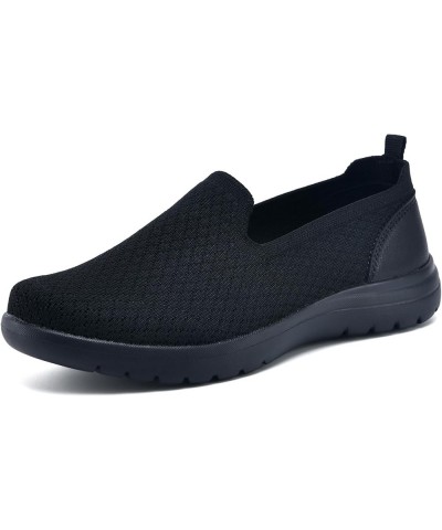 Women Slip On Loafers Knit Walking Flat Shoes Comfortable Nurse Sneakers Lightweight 3027 Black $17.20 Loafers & Slip-Ons