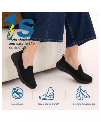 Women Slip On Loafers Knit Walking Flat Shoes Comfortable Nurse Sneakers Lightweight 3027 Black $17.20 Loafers & Slip-Ons