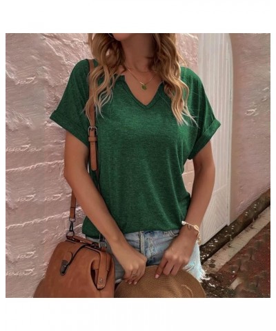 Size Open Solid Basic V Neck Short Sleeved T Shirt Loose Pullover Top Sports T Shirt for Women Green- Shirt for Women 2024 $1...