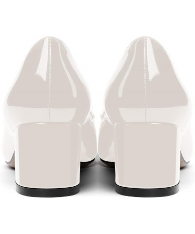 Women's Pointed Toe Block Slip On Solid Patent Bow Chunky Low Heel Pumps Shoes 2 Inch White $26.46 Pumps