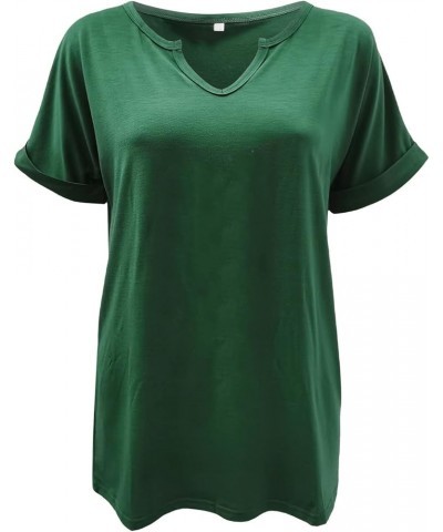 Size Open Solid Basic V Neck Short Sleeved T Shirt Loose Pullover Top Sports T Shirt for Women Green- Shirt for Women 2024 $1...