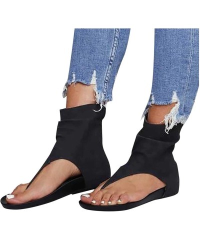 Sandals for Women Roman Sandals Slip-On Open Toe Flip Flop Sandals Casual Summer Ankle Strap Gladiator Flat Sandal Black $14....