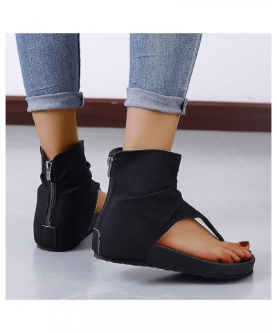 Sandals for Women Roman Sandals Slip-On Open Toe Flip Flop Sandals Casual Summer Ankle Strap Gladiator Flat Sandal Black $14....