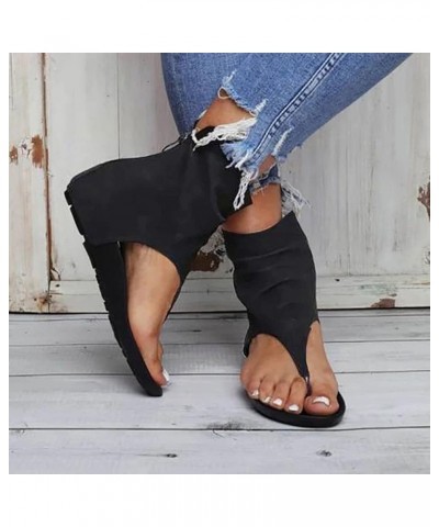 Sandals for Women Roman Sandals Slip-On Open Toe Flip Flop Sandals Casual Summer Ankle Strap Gladiator Flat Sandal Black $14....