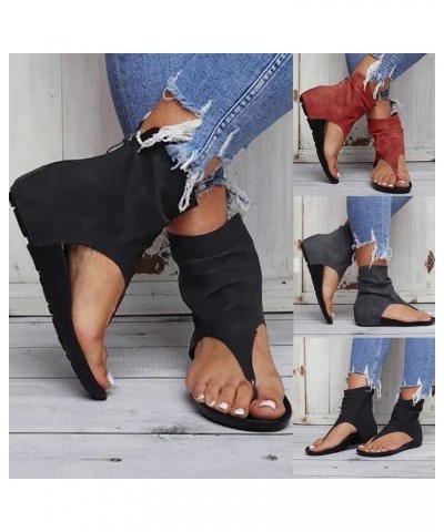 Sandals for Women Roman Sandals Slip-On Open Toe Flip Flop Sandals Casual Summer Ankle Strap Gladiator Flat Sandal Black $14....