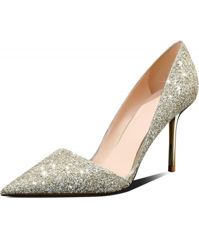 High Heel Pointed-Toe Pumps - Sexy Slip-On Stiletto Heel Shoes for Women, Perfect for Parties and Daily Wear,3.35IN Gold $29....