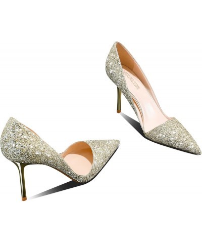 High Heel Pointed-Toe Pumps - Sexy Slip-On Stiletto Heel Shoes for Women, Perfect for Parties and Daily Wear,3.35IN Gold $29....