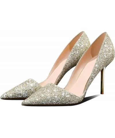 High Heel Pointed-Toe Pumps - Sexy Slip-On Stiletto Heel Shoes for Women, Perfect for Parties and Daily Wear,3.35IN Gold $29....