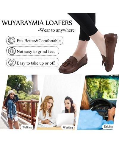 Loafers for Women Slip-Ons Genuine Leather Platfor Penny Loafers Shoes Rubber Sole No Slip Tassels Brown $13.95 Loafers & Sli...