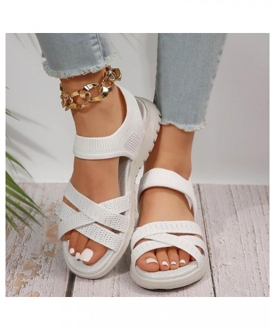 Wedge Sandals for Women Platform Espadrilles Sandal Block Heel Open Toe Criss-Cross Thong Flip-Flop Shoes 137-zoxro-white-b $...