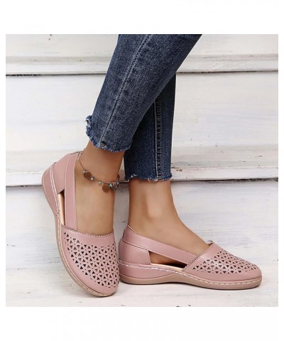 Sandals for Women Summer Casual Closed Toe Flat Boat Shoes Ladies Hollow Breathable Slip on Sandals Comfortable Moccasins Loa...