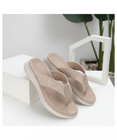 Women's Flat Flip-Flops Women's Flip-Flops Arch Support Yoga Mat Insole Sandals Casual Slippers Outdoor Casual Sandals Aprico...