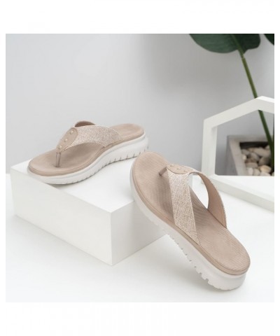 Women's Flat Flip-Flops Women's Flip-Flops Arch Support Yoga Mat Insole Sandals Casual Slippers Outdoor Casual Sandals Aprico...