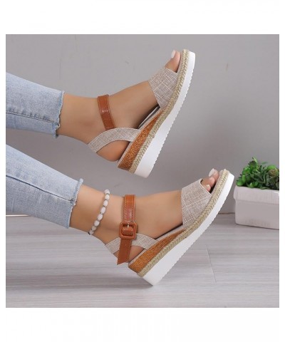 Sandals Women 2024 Platform Wedge Sandals Espadrille Sandals Comfortable Open Toe Ankle Strap High Heel Wedges Dressy Summer ...