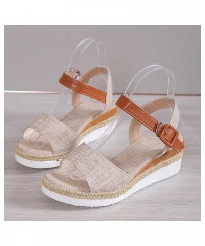 Sandals Women 2024 Platform Wedge Sandals Espadrille Sandals Comfortable Open Toe Ankle Strap High Heel Wedges Dressy Summer ...