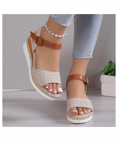 Sandals Women 2024 Platform Wedge Sandals Espadrille Sandals Comfortable Open Toe Ankle Strap High Heel Wedges Dressy Summer ...