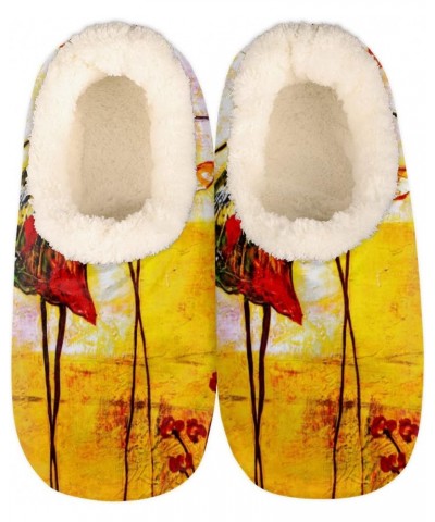 Abstract Oil Painting Women Closed Back House Slippers, Ballerina Womens Mens Winter Indoor Slippers, Soft Cozy Warm Fuzzy Me...