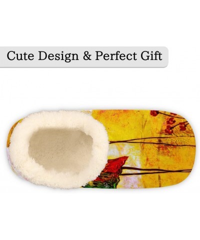 Abstract Oil Painting Women Closed Back House Slippers, Ballerina Womens Mens Winter Indoor Slippers, Soft Cozy Warm Fuzzy Me...