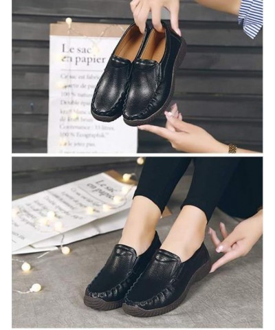 Women Round Toe Moccasins Loafers Slip On Wild Leather Comfortable Soft Casual Flat Driving Shoes Black $31.56 Loafers & Slip...