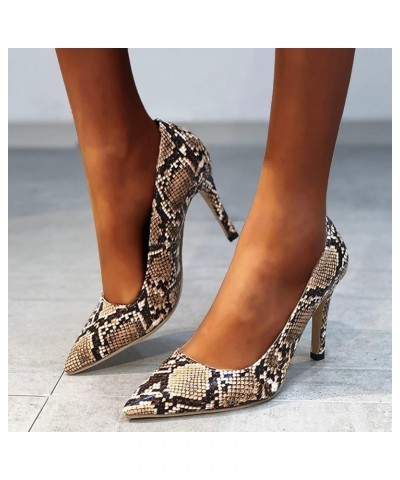 Pumps Heels for Women Sexy, Trendy Snakeskin Pattern Pointed Toe Stilettos Comfortable Leather Slip-on Casual Heels for Women...